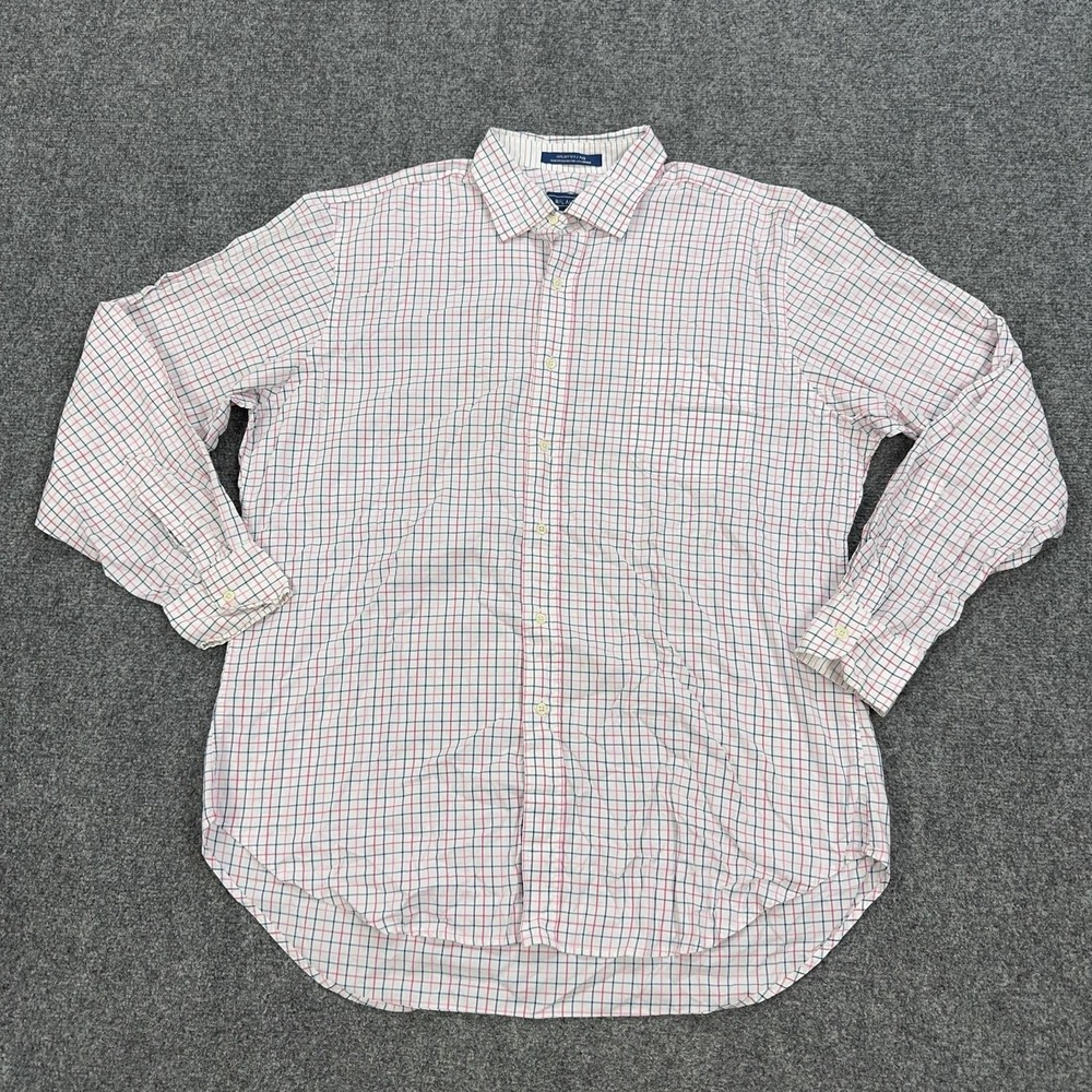 J.McLaughlin‎ Shirt Mens XL White Check Cotton Long Sleeve Button Front Casual